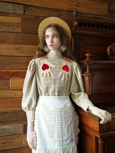 Unlogical Poem Poetry-embroidered Cotton Short Apron