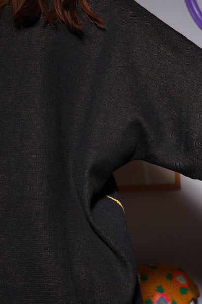 Unlogical Poem Cat Pattern Wool Black Sweater
