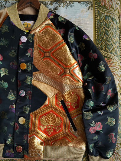 One-of-a-kind Cat Brocade Souvenir Jacket