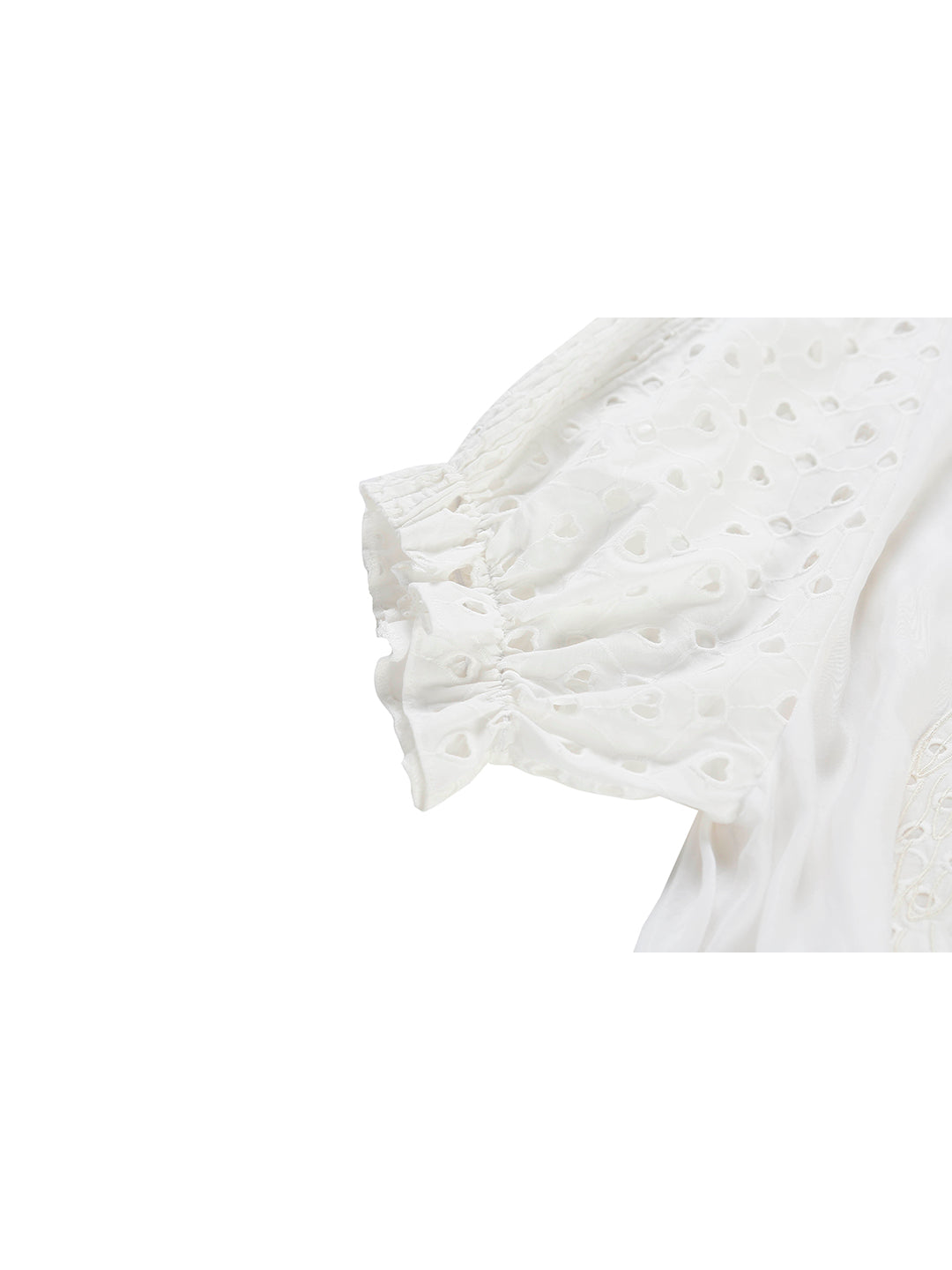 Unlogical Poem Embroidered Hand-Beaded  Puff Sleeve Cotton Dress