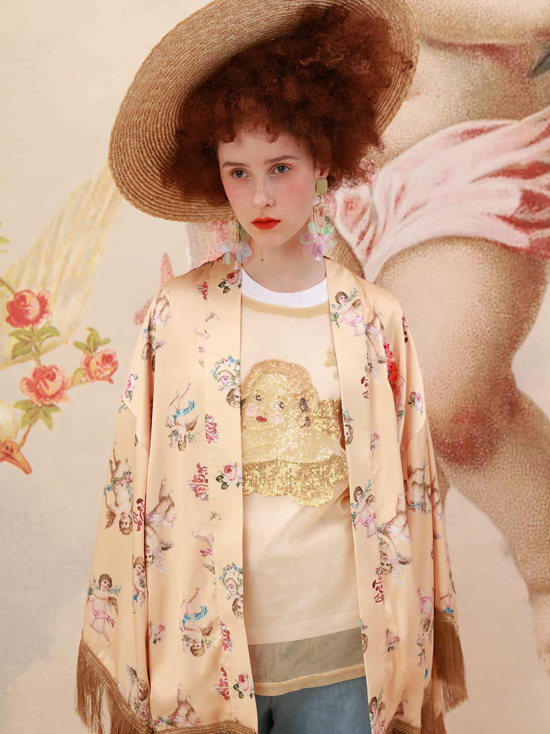 Unlogical Poem Beaded Embroidered Kimono Cardigan