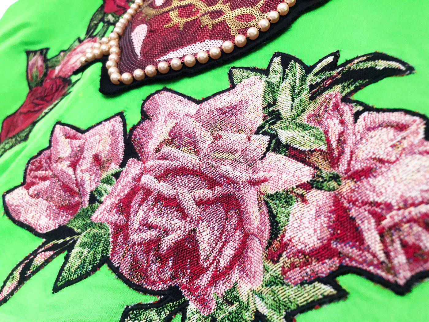 Unlogical Poem one-of-a-kind Cat Flower Brocade Panel Embroidered Jacket