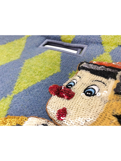 Unlogical Poem Pinocchio Sequin Embroidered Wool Handbag