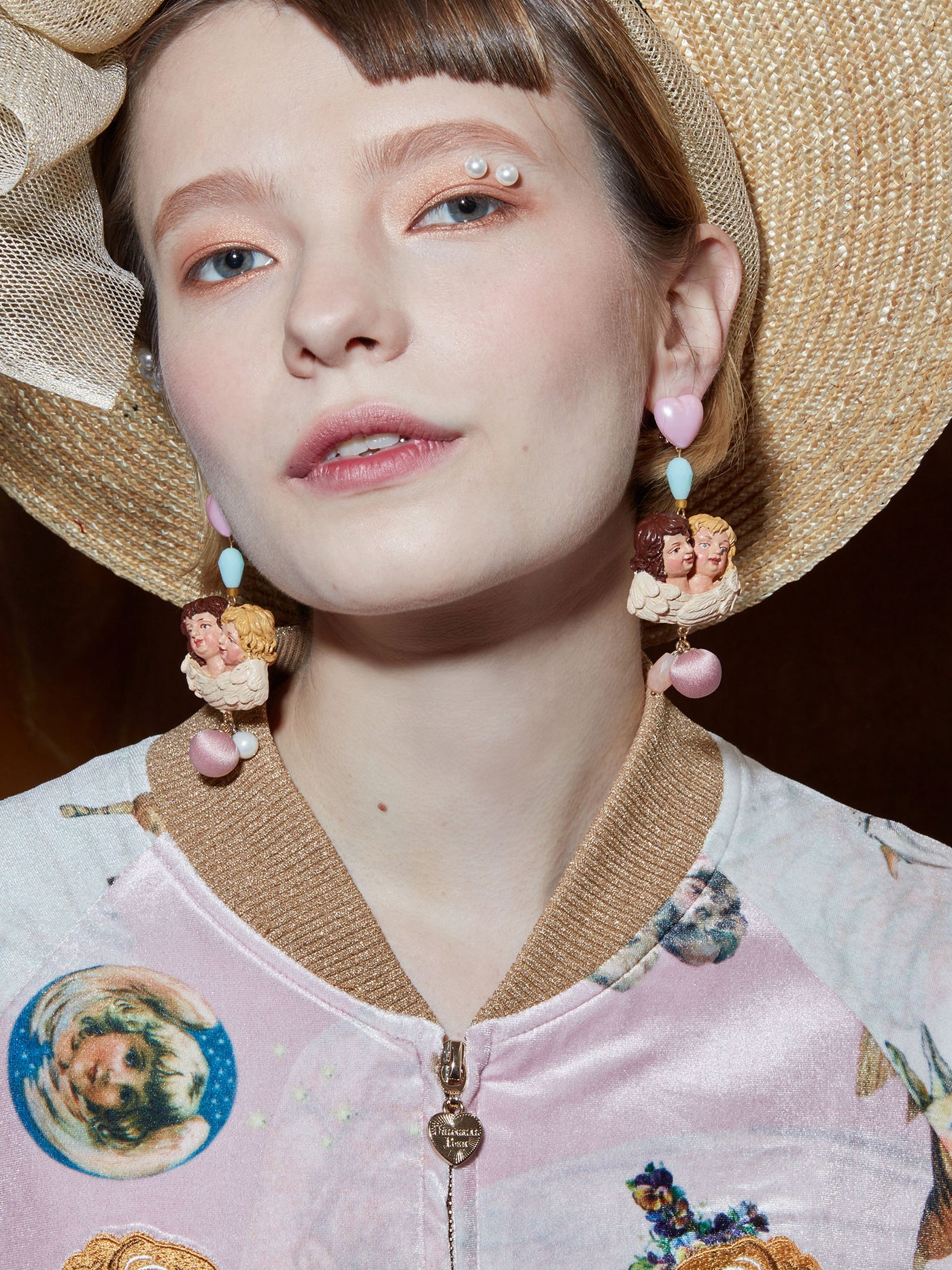 Double Headed Angel Stud Earrings / Ear Clip