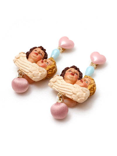 Double Headed Angel Stud Earrings / Ear Clip