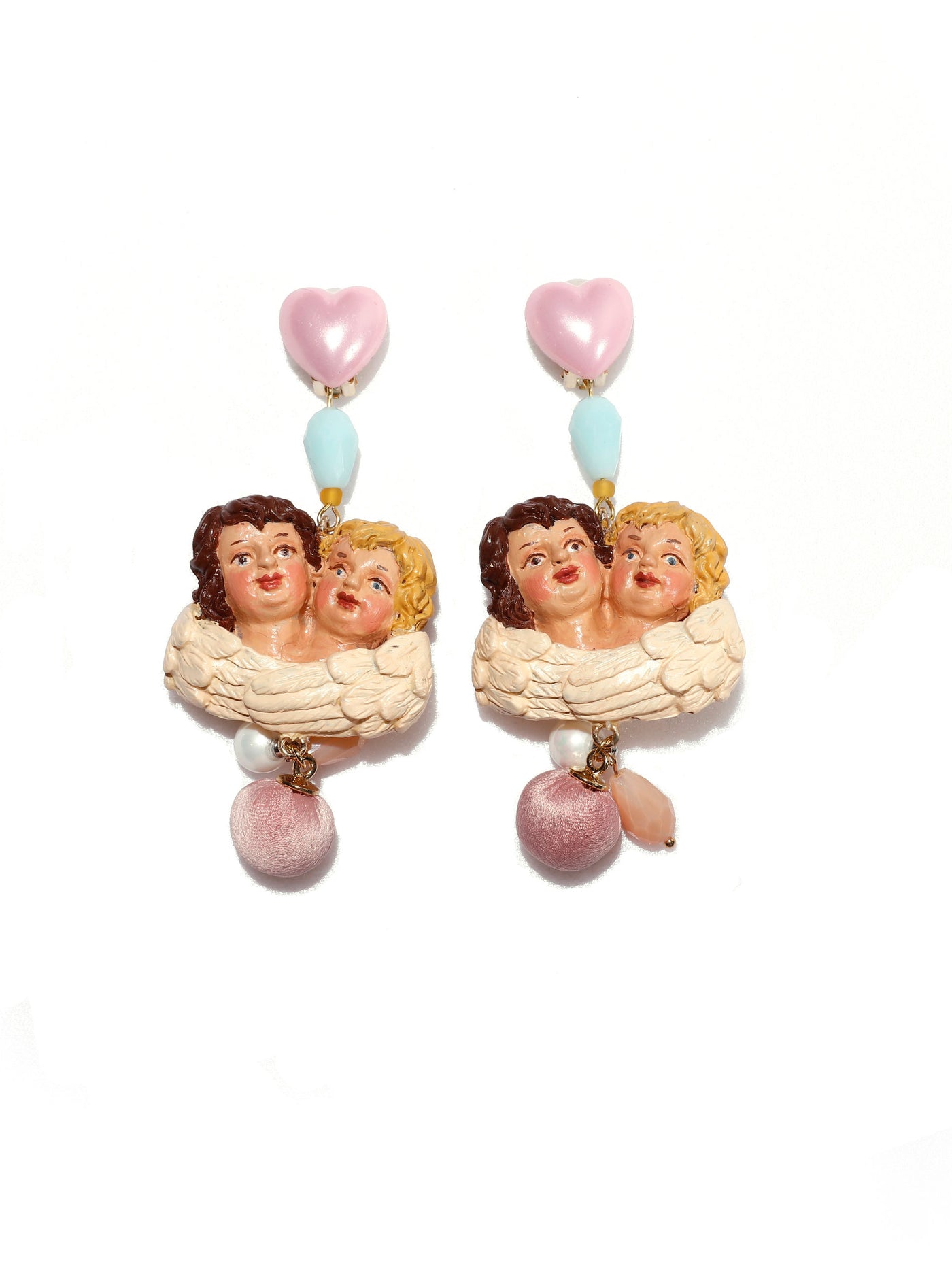 Double Headed Angel Stud Earrings / Ear Clip