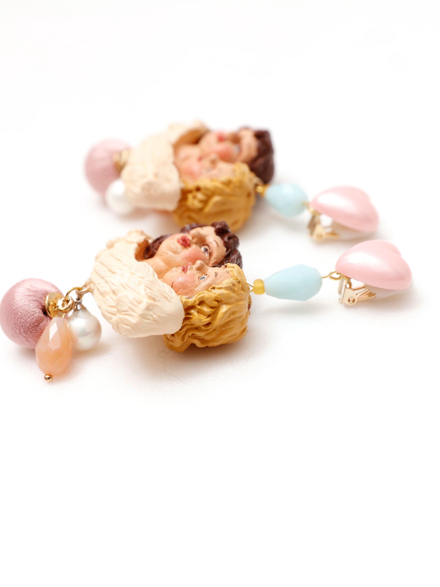 Double Headed Angel Stud Earrings / Ear Clip