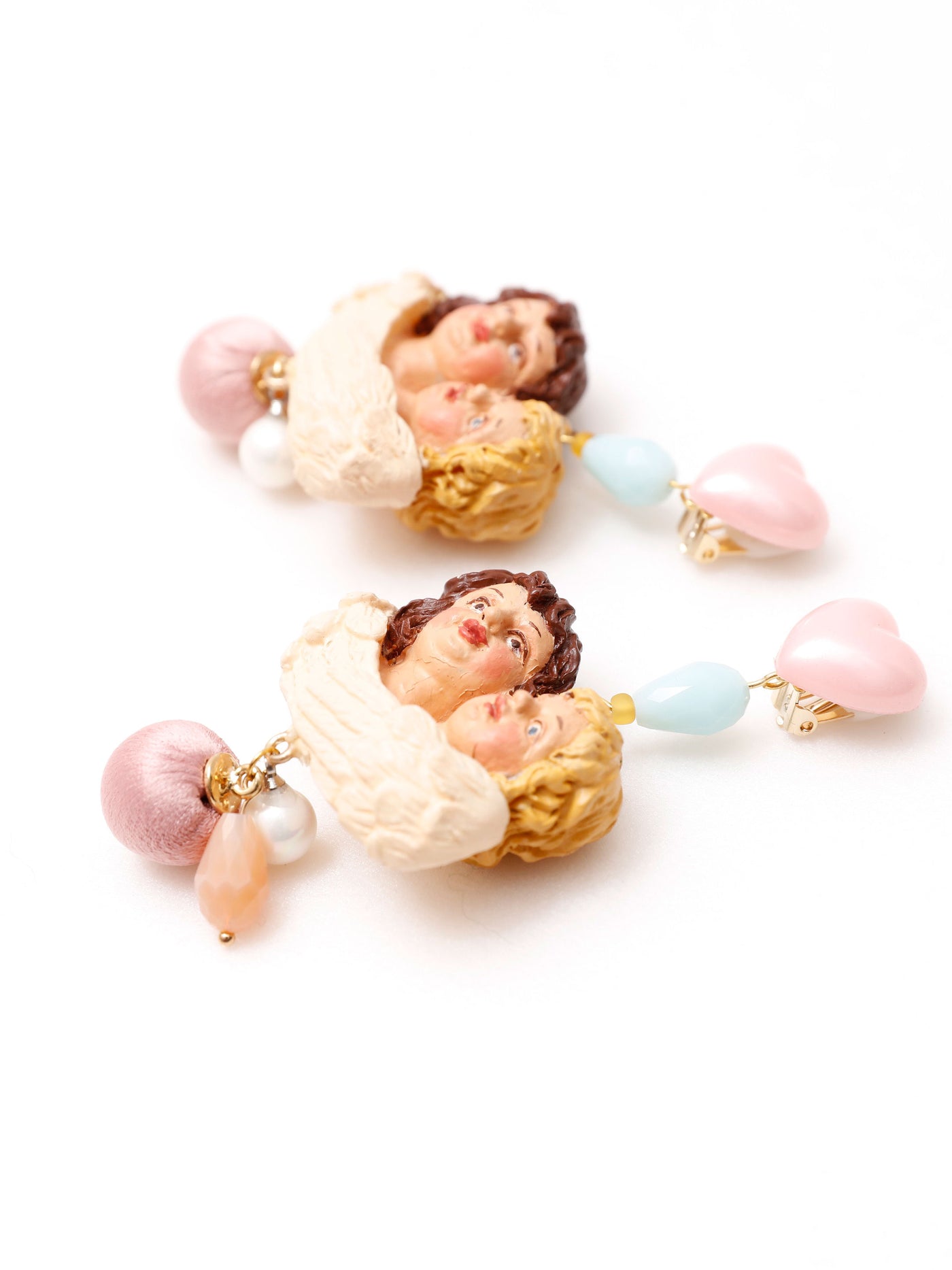 Double Headed Angel Stud Earrings / Ear Clip