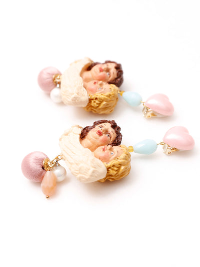 Double Headed Angel Stud Earrings / Ear Clip