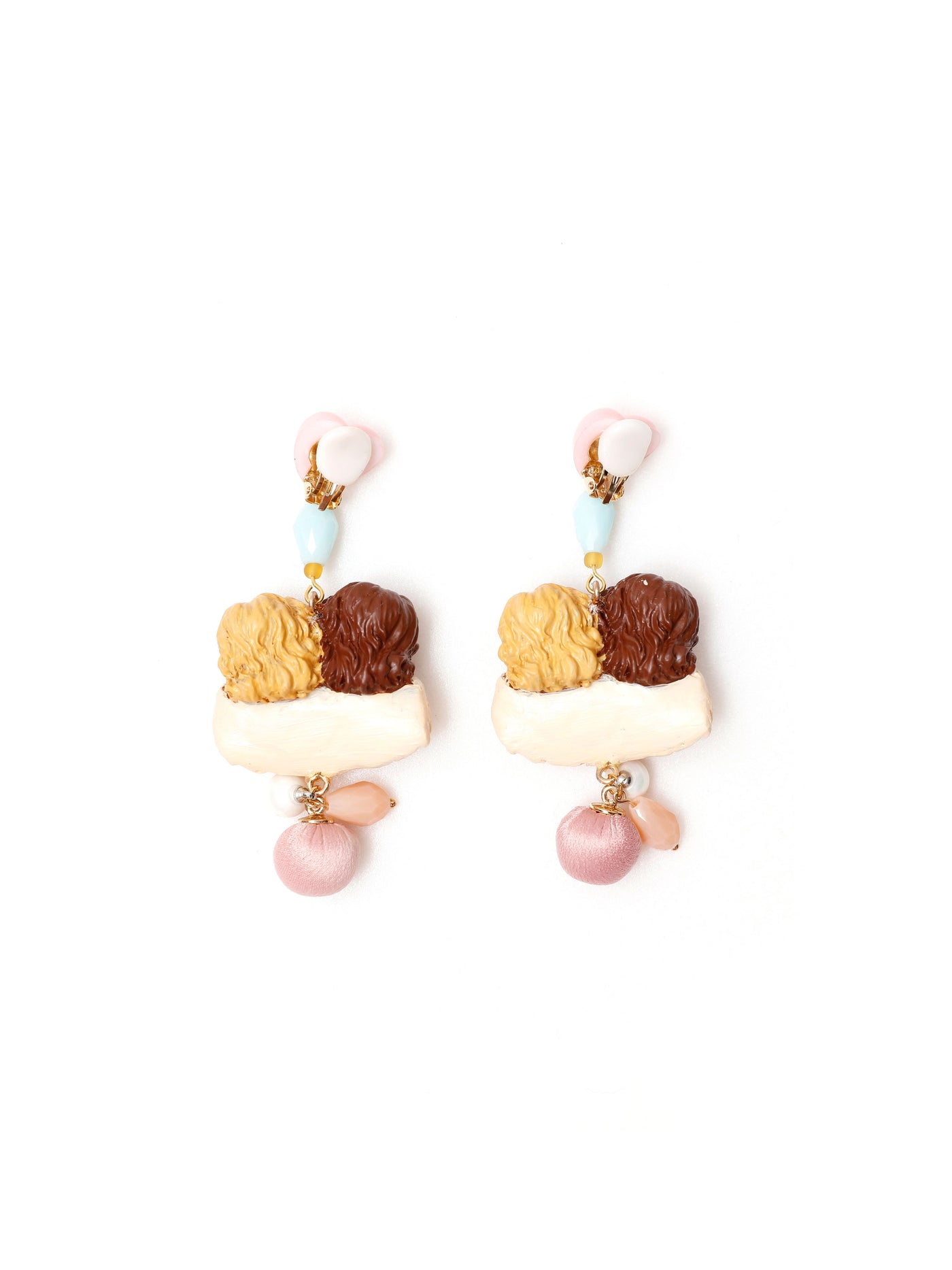 Double Headed Angel Stud Earrings / Ear Clip