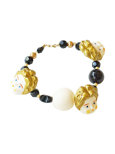 Unlogical Poem Big Head Doll Bracelet - Black