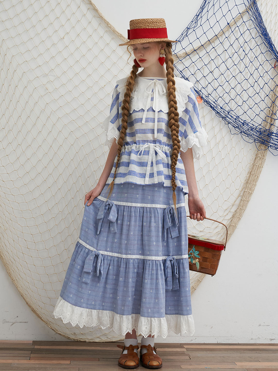 Unlogical Poem Bow Tie Patchwork Lace Skirt