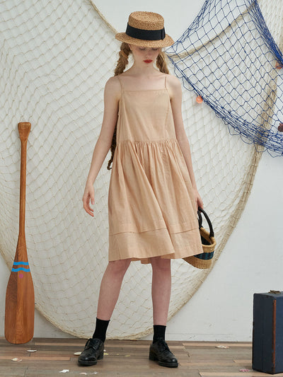 Unlogical Poem Slip Cotton Dress-White
