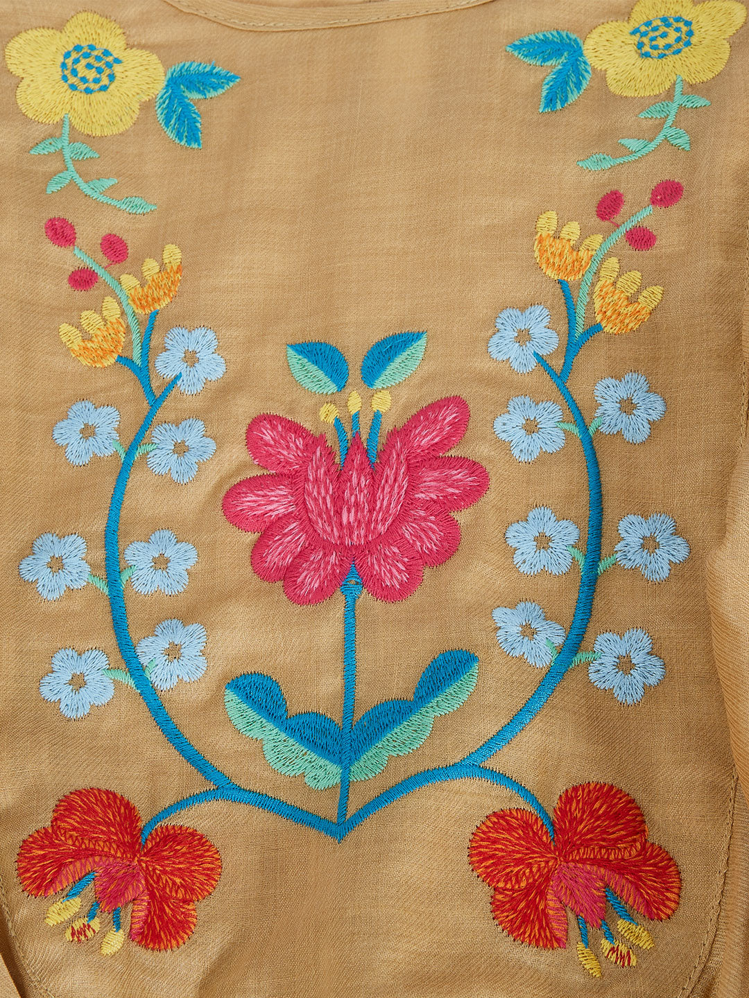 Unlogical Poem Bohemian Illustration Embroidery Silk Linen Cape Sleeve Blouse