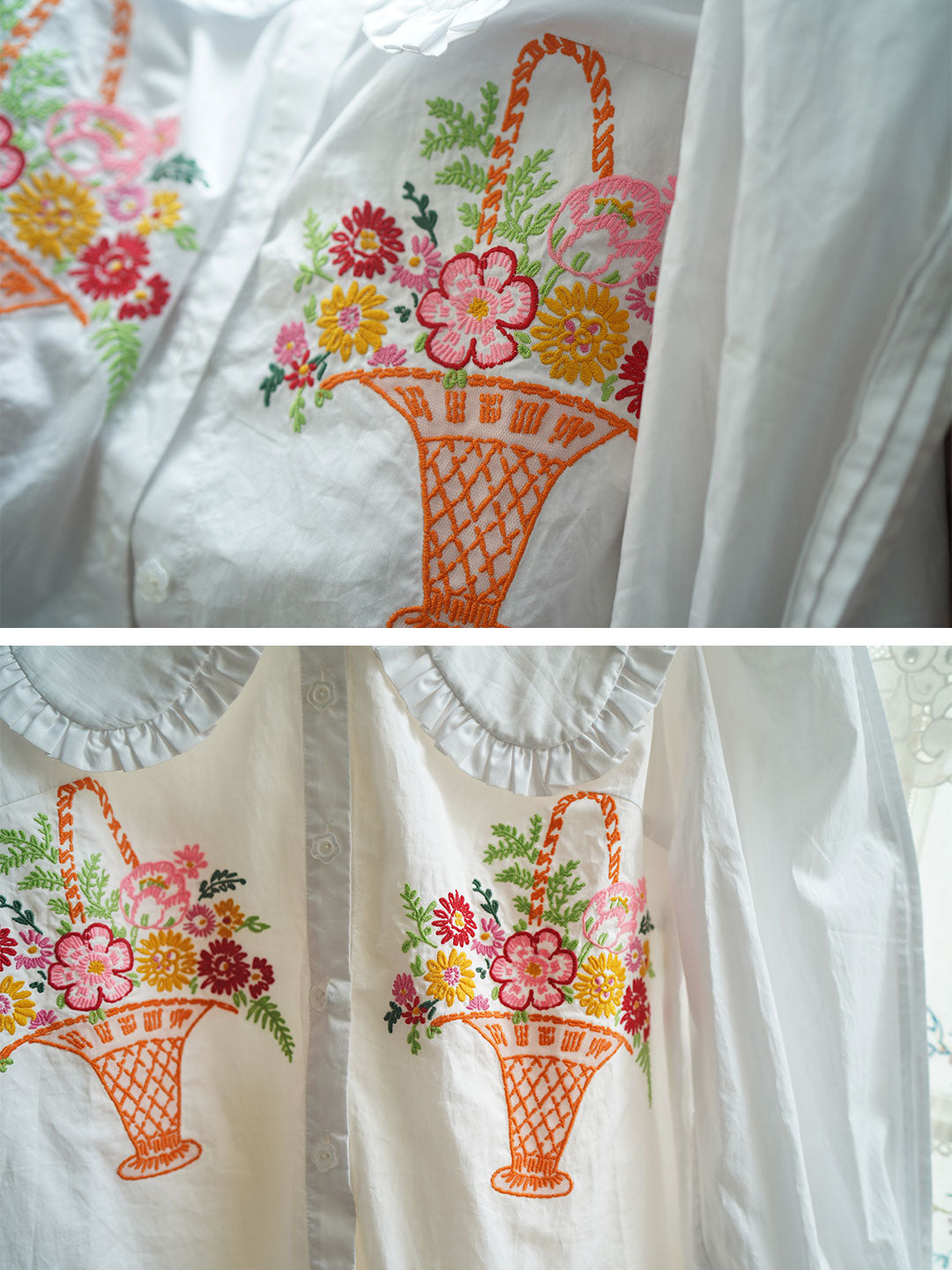Unlogical Poem Embroidery Flower Blouse