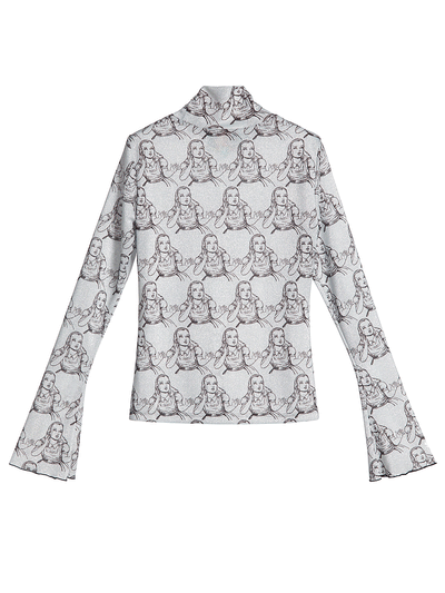 Unlogical Poem Leopard Print Silver Onion Bottoming Shirt