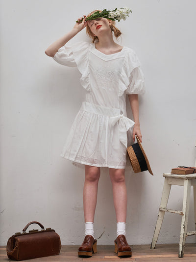 Unlogical Poem SS22 Victorian Embroidered Puff Sleeve Dress