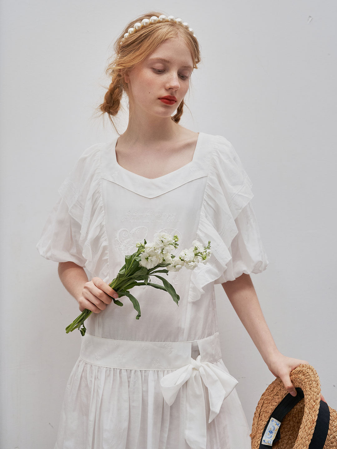 Unlogical Poem SS22 Victorian Embroidered Puff Sleeve Dress