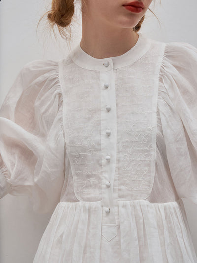Unlogical Poem SS22 French Puff Sleeve Embroidered Dress