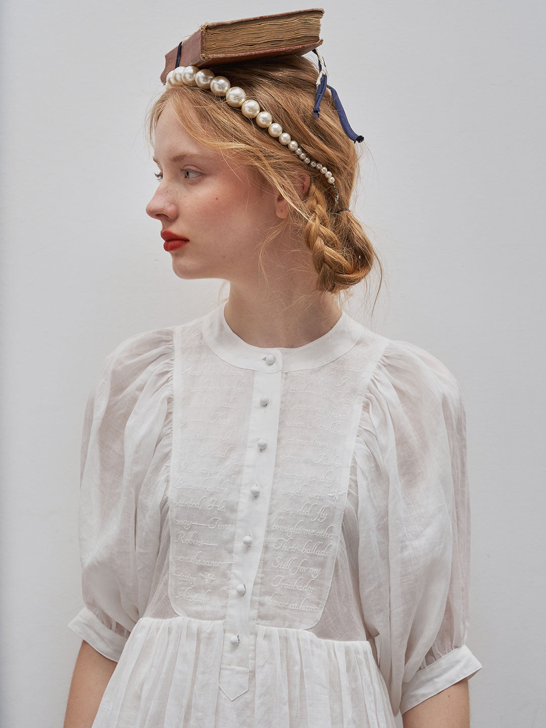 Unlogical Poem SS22 French Puff Sleeve Embroidered Dress