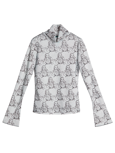 Unlogical Poem Leopard Print Silver Onion Bottoming Shirt