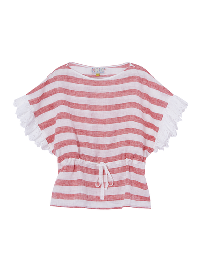 Unlogical Poem Embroidery Breton Blouse Flax Top